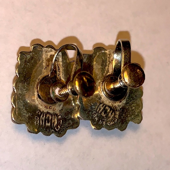 Sterling, silver vintage jade earrings & ring set - Picture 4 of 6